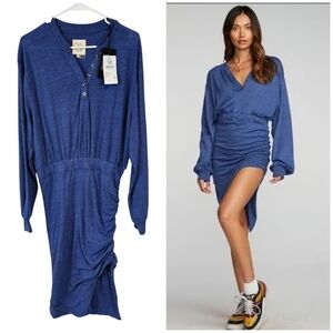 Chaser Triblend Bodycon Henley Sweater Dress Mid Dress